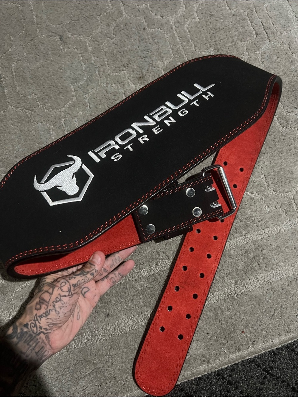 Red & Black Leather Weightlifting Belt
